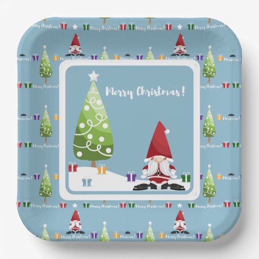 Santa Gnome For Christmas Paper Plate ペーパープレート (正面)