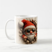Santa Gnome in Mug - Funny Christmas Cracked wall コーヒーマグカップ (左)