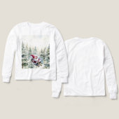 Santa Gnome Sledding Through The Woods LS T-Shirt (デザイン 正面＆背面)