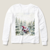 Santa Gnome Sledding Through The Woods LS T-Shirt (デザイン正面)