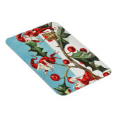 Santa gnomes painting holly berries マグネット (右側)