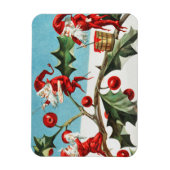 Santa gnomes painting holly berries マグネット (縦)