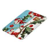 Santa gnomes painting holly berries マグネット (左側)