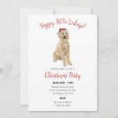 Santa Golden Doodle Watercolor Christmas Party 招待状 (正面)