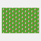 Santa Golden Surfboard Dog Seagull Gift Wrap Set 3 ラッピングペーパーシート (正面2)