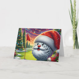 Santa Golf Ball Golfer Holiday Card シーズンカード