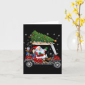 Santa Golf Cart Christmas Tree Lights Xmas Golfer  カード (黄色い花)