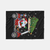 Santa Golf Cart Christmas Tree Lights Xmas Golfer  フリースブランケット (正面(横))