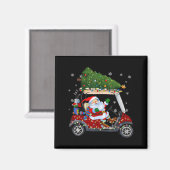 Santa Golf Cart Christmas Tree Lights Xmas Golfer マグネット (正面/裏面)