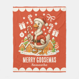 Santa Goose Christmas Holiday フリースブランケット
