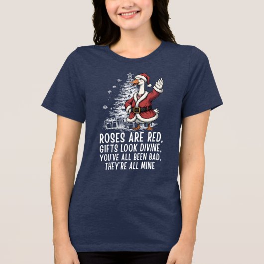Santa Goose On The Loose - Funny Christmas Gift トライブレンドＴシャツ (正面)