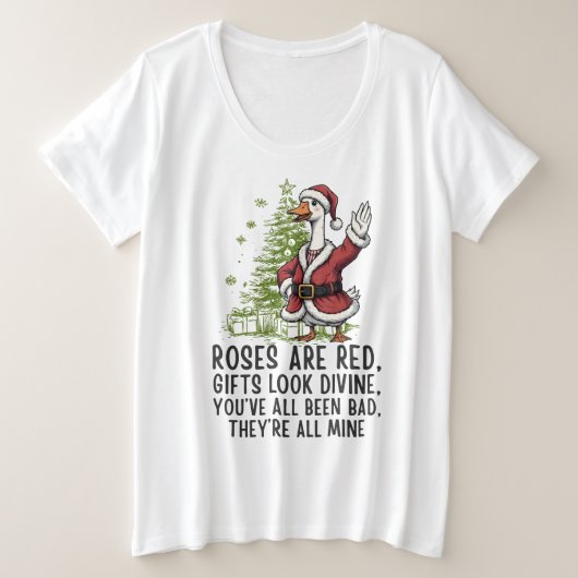 Santa Goose On The Loose - Funny Christmas Gift プラスサイズTシャツ (デザイン正面)
