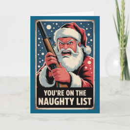 Santa Gun Naughty List Custom Vintage Christmas カード