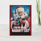 Santa Gun Naughty List Second Amendment Christmas カード (正面)