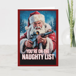 Santa Gun Naughty List Second Amendment Christmas カード