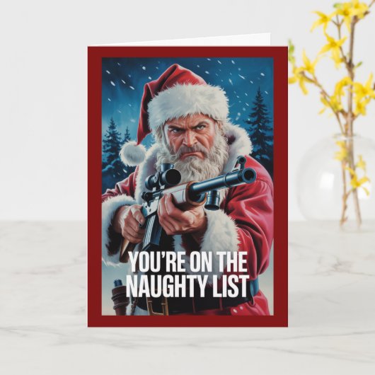 Santa Gun Naughty List Second Amendment Custom カード (黄色い花)