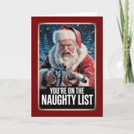 Santa Gun Naughty List Vintage Christmas Custom カード