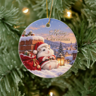Santa Hamster Christmas Delivery Ornament セラミックオーナメント