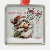 Santa Happy Year of Six Seven Christmas Ornament メタルオーナメント (正面)