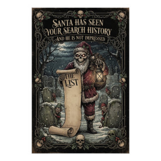 "SANTA HAS SEEN YOUR SEARCH HISTORY" クリーピーサンタ ポスター