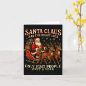 Santa Has The Right Idea Funny Introvert Christmas カード (黄色い花)
