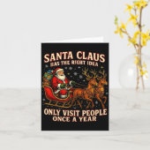Santa Has The Right Idea Funny Introvert Christmas カード (黄色い花)