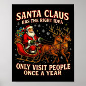 Santa Has The Right Idea Funny Introvert Christmas ポスター (正面)