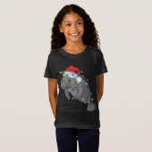 Santa Hatおもしろいマナティー Tシャツ (正面フル)