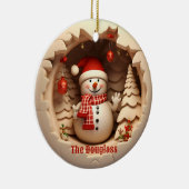 Santa Hatとの3D雪だるま セラミックオーナメント (右)