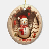 Santa Hatとの3D雪だるま セラミックオーナメント (左)