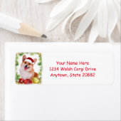 Santa Hatの笑顔のウェルシュコーギー ラベル (インサイチュ)