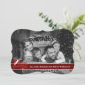 Santa Hatの自動白黒の写真ファンシー シーズンカード (スタンド正面)