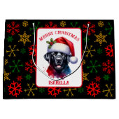 Santa HatのSweet Water Color Black Lab ラージペーパーバッグ (正面)