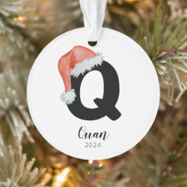 Santa Hatシンプルカスタマイズ可能なQクリスマス オーナメント