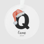 Santa Hatシンプルカスタマイズ可能なQクリスマス オーナメント (正面)