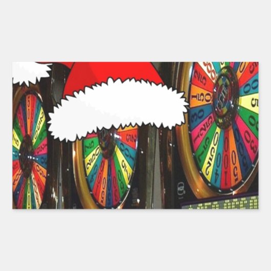 Santa Hatスロットマシン 長方形シール (正面)