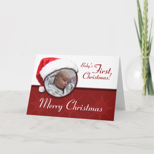 Santa Hatベビー第1回クリスマスグリーティングカード シーズンカード (正面)