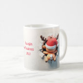 Santa Hat 3D Breakoutを使用したトナカイ コーヒーマグカップ (正面右)