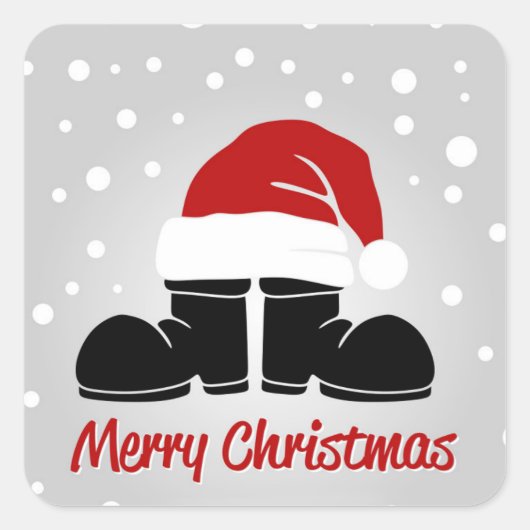 Santa hat and bootsb スクエアシール (正面)