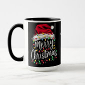 Santa Hat and Lights with Customizable Name マグカップ (左)