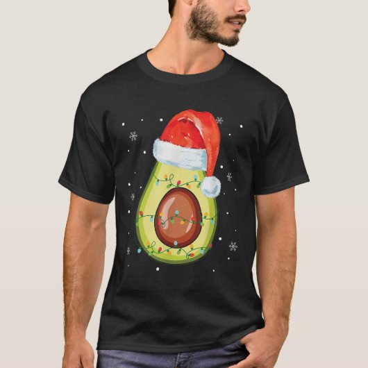 Santa Hat Avocado Merry Christmas Vegan Pajama  Tシャツ (正面)