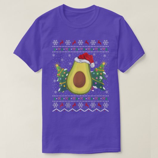Santa Hat Avocado Ugly Christmas Sweater Fruit Lov Tシャツ (デザイン正面)