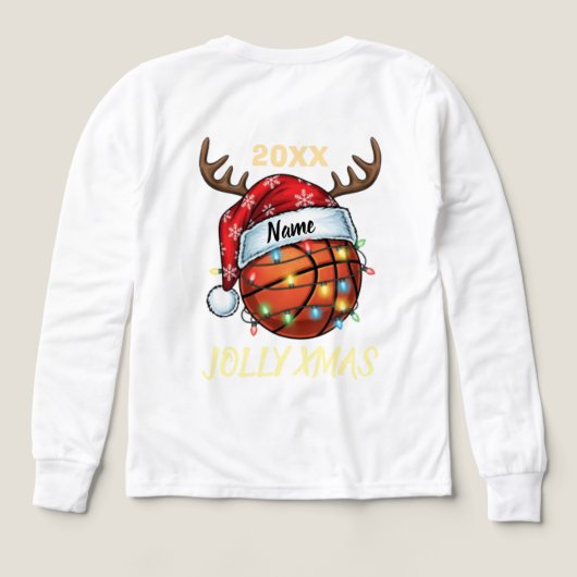  Santa Hat Basketball Reindeer Christmas Fun Sport (デザイン背面)