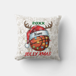  Santa Hat Basketball Reindeer Christmas Fun Sport クッション