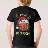  Santa Hat Basketball Reindeer Christmas Fun Sport トライブレンドＴシャツ (裏面)