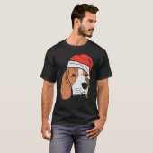 Santa Hat Beagle Christmas Xmas Dog Owner Men Wom Tシャツ (正面フル)