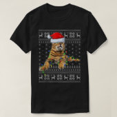 Santa Hat Bengal Cat Xmas Lighting Ugly Bengal Cat Tシャツ (デザイン正面)
