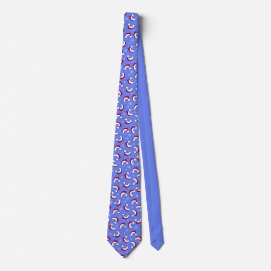 Santa Hat Blue Christmas Neck Tie ネクタイ (正面)