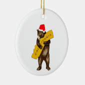 Santa Hat Ceramicでカリフォルニアのクマを愛する セラミックオーナメント (右)