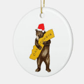 Santa Hat Ceramicでカリフォルニアのクマを愛する セラミックオーナメント (左)